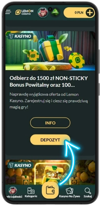 Aktywacja bonusu w Lemon Casino